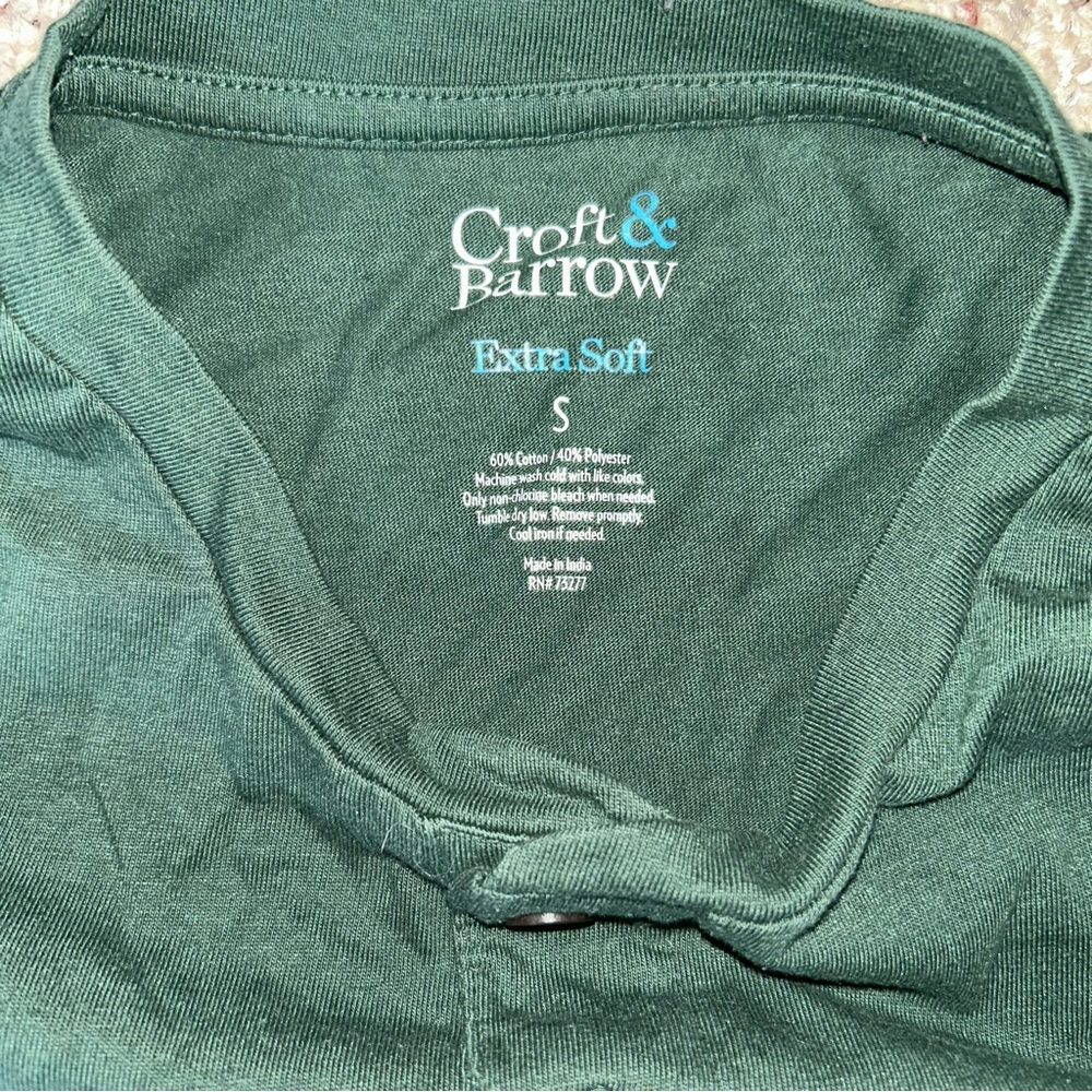 Croft & Barrow Forest Green Long Sleeve Henley - Picture 2 of 3
